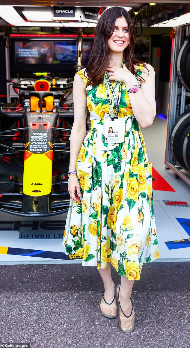 Alexandra Daddario stole the spotlight as she arrived at the Formula 1 Grand Prix in Monaco on Sunday