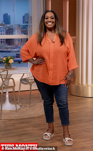 Alison Hammond, 49, continues to show off her incredible weight loss after previously gaining a stone while filming last year's The Great British Bake Off