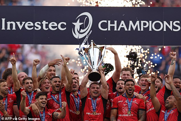 Antoine Dupont (center) guided Toulouse to glory in the Champions Cup on Saturday afternoon