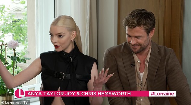 Anya Taylor-Joy, 28, revealed she was immediately thrown in at the deep end and had to drive a car for the first time on the set of Furiosa: A Mad Max Saga (pictured with co-star Chris Hemsworth)