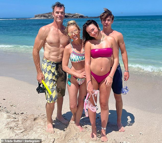 Trista Sutter, 51, shared family photos 'from a beach in Mexico' on Saturday after husband Ryan Sutter sparked concern with a series of cryptic messages about missing his wife of 21 years