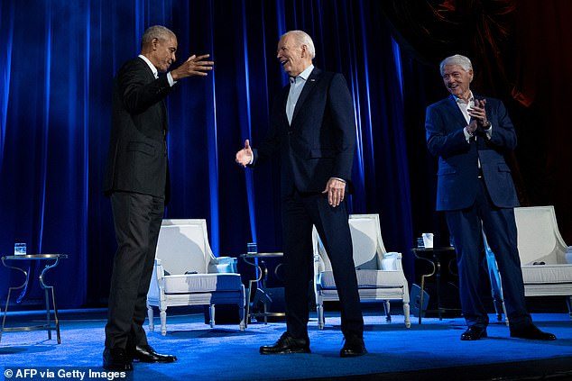 Biden held events in late March and April with Presidents Clinton, Obama and actor Michael Douglas, raising more than $26 million, a record for the party for a single event