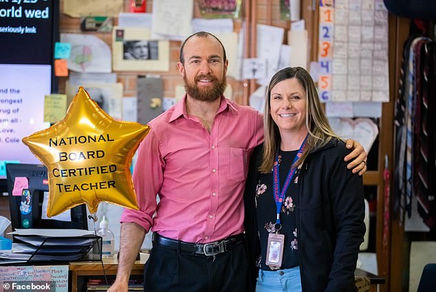 Mitchell Rutherford, a biology teacher at Sahuaro High School (pictured with a colleague) in Tucson, Arizona, finally gave up after eleven years, feeling exhausted and frustrated.