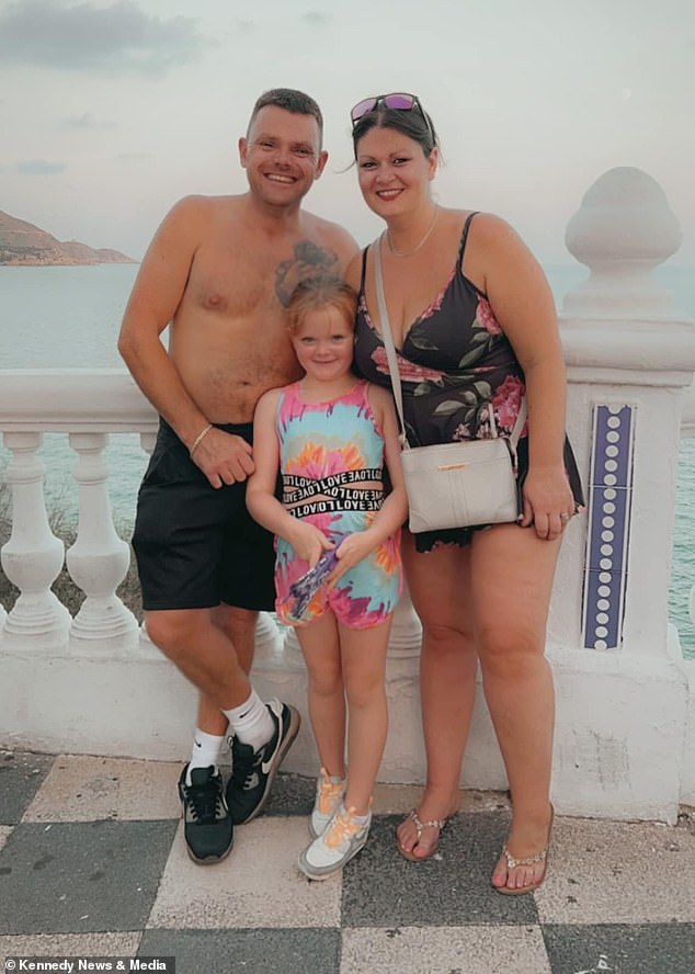 Cayleigh Tuffs, pictured with her husband Andrew and their eight-year-old daughter Charley, said she was on the verge of tears after missing last year's mad dash