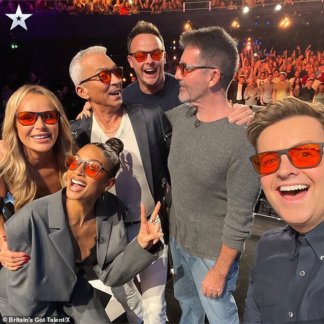 The Britain's Got Talent judges all wore Simon Cowell's infamous red glasses for a selfie during Sunday night's show