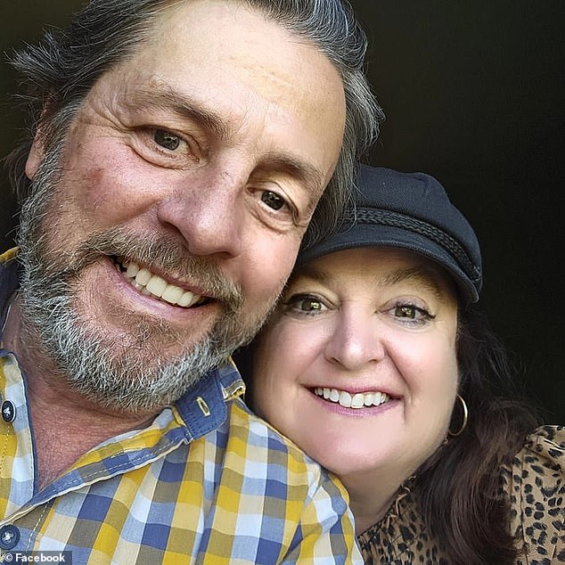 Dance teacher Kerry Jordan has suffered a 'life-changing injury' after being catapulted into the overhead lockers.  She is pictured right with husband Keith Davis