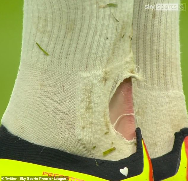 Amrabat's tackle on Gordon's Achilles tendon ripped a hole in the Newcastle player's sock