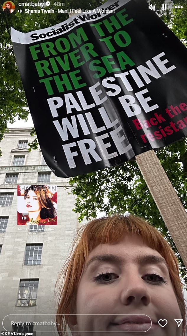 CMAT also shared photos of herself attending a pro-Palestine rally, while calling on her followers to 