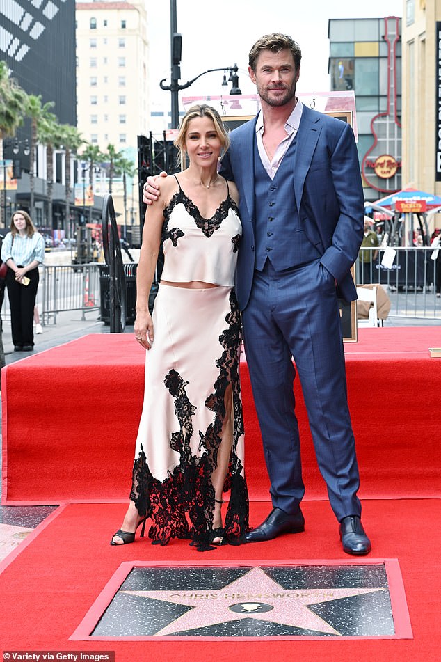 Chris Hemsworth attended the unveiling of his Hollywood Walk Of Fame star on Thursday with his wife Elsa Pataky and their three children