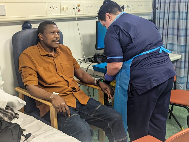 Elliot Pfebve (pictured), a 55-year-old father of four, became the first patient to receive a bowel cancer vaccine on the NHS.  He received his first dose in March at Birmingham University Hospitals.