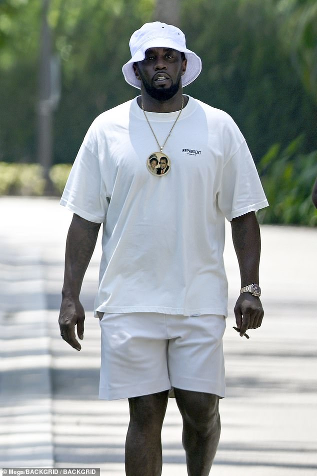 Sean 'Diddy' Combs, 54, was pictured smoking a cigarette in his native Miami after breaking his silence after a shocking video of him beating up his ex-girlfriend Cassie Ventura emerged this week