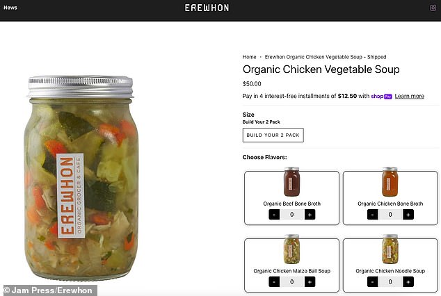 Celebrity-favorite supermarket Erewhon has stunned shoppers with its latest pricey food product: two pots of soup for $50