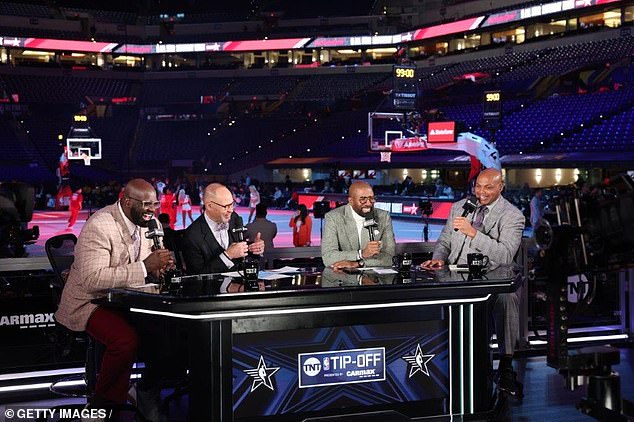 TNT has assembled a popular crew of (L-R) Shaquille O'Neal, Ernie Johnson, Kenny Smith and Barkley