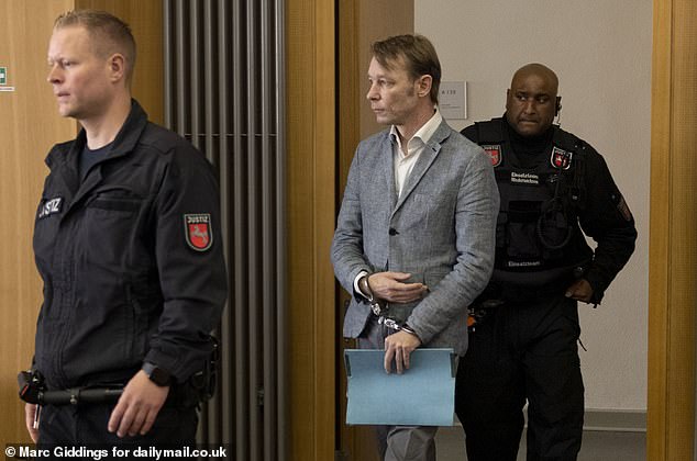 Christian Brueckner appears in court in Braunschweig, Germany, where he is charged with several sexual assaults