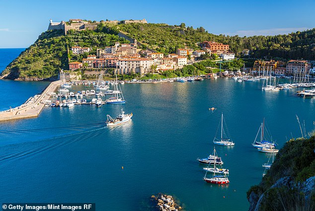 A 28-year-old cruise ship worker 'murdered her newborn son on board the ship' in Tuscany before police found the child's body in a cabin she shared with other ship staff.  In the photo: Argentario, Tuscany
