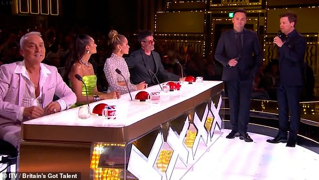 Declan Donnelly made a cheeky jab at Simon Cowell as he joked that the judge had 'done some work' during Friday's Britain's Got Talent semi-final