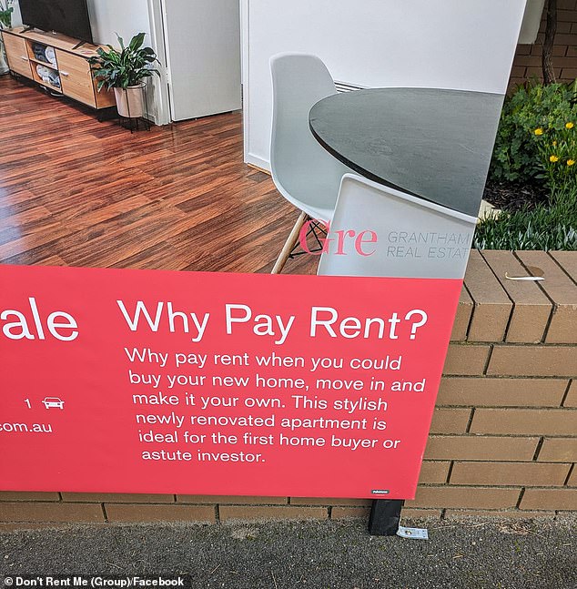 Dozens of irate Australians have expressed their anger after spotting a 'tone deaf' phrase on a Melbourne agency's 'For Sale' sign