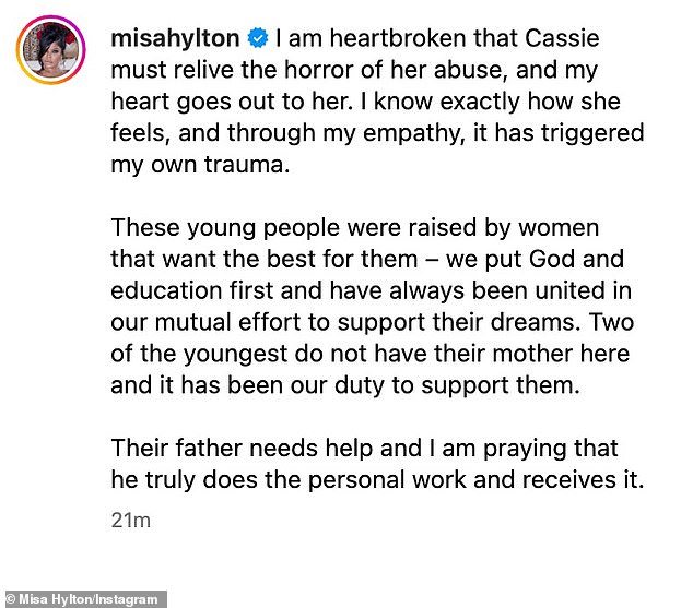 Diddys ex girlfriend Misa Hylton breaks silence saying Cassie assault video