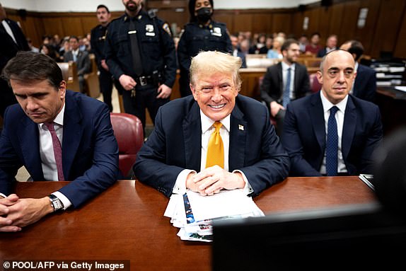 TOPSHOT - Former US president and Republican presidential candidate Donald Trump awaits the start of proceedings in his criminal trial at the Manhattan Criminal Court in New York City on May 29, 2024. Jurors in Trump's hush money trial begin deliberating today on whether the first criminal to be returned for conviction of a former president – ​​a momentous decision that could disrupt November's presidential election.  (Photo by Doug Mills / POOL / AFP) (Photo by DOUG MILLS/POOL/AFP via Getty Images)