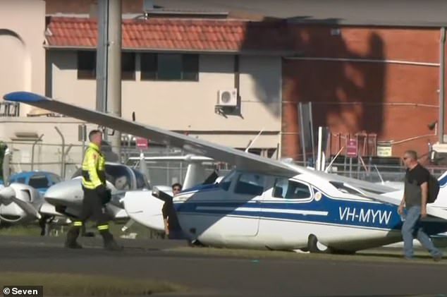 The pilot (right) walked away uninjured and there was no impact on airport operations