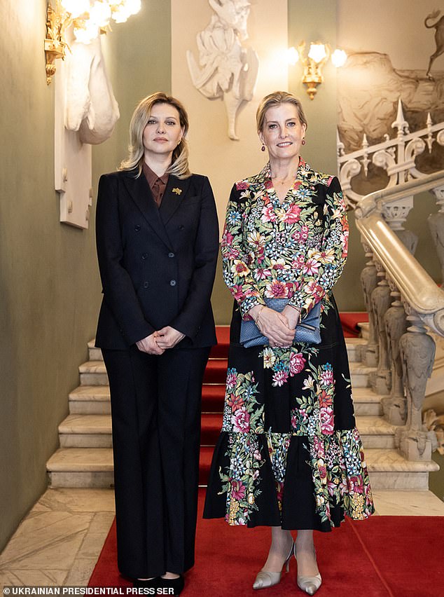 Sophie traveled to Kiev at the request of the Foreign Office.  During her visit, she spent time with Ukraine's First Lady, Olena Zelenska.  The pair are pictured together on April 29, 2024