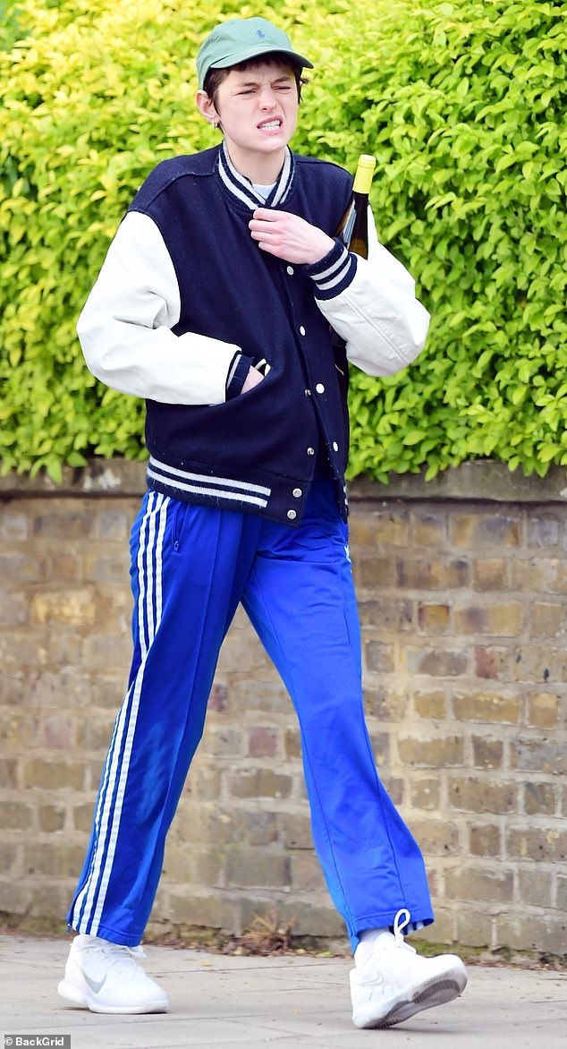 Emma Corrin stepped out in a baseball jacket on Tuesday with fellow Cambridge alumni and actress Sarah Creedy Smith and a group of friends