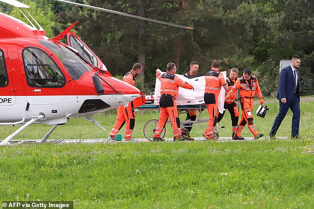 The prime minister was airlifted to a nearby hospital after suffering gunshot wounds to his arm and stomach