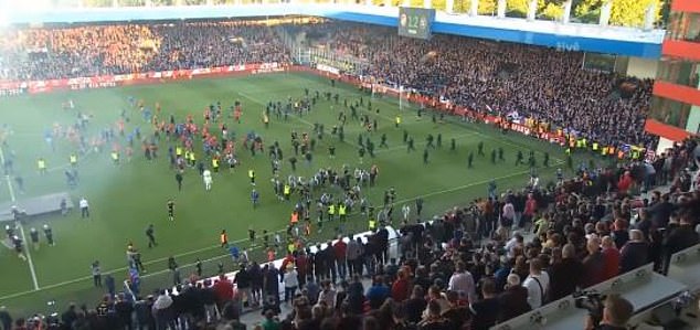 The aftermath of the Czech Cup final was marred as supporters from both sides rushed in