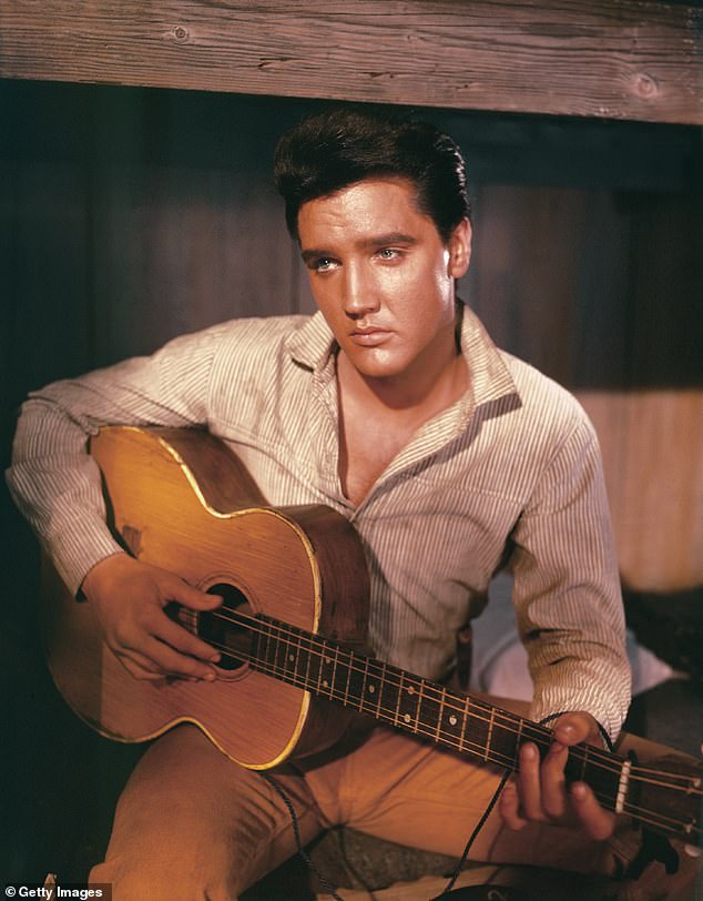 The King of Rock and Roll purchased the Graceland estate in 1957 for $102,500, the same year he recorded a slew of iconic hits including 'Blue Christmas' and 'All Shook Up';  seen in 1956