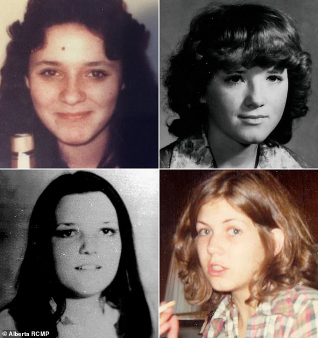 Clockwise from top left: Eva Dvorak, 14, Patricia McQueen, 14, Barbara MacLean, 19, and Melissa Rehorek, 20, were all killed by Srery