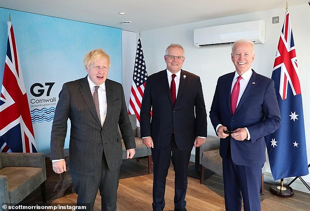 Scott Morrison (center, with Boris Johnson left and Joe Biden right) turned his back on France and signed the AUKUS deal with Britain and the US, which will deliver eight nuclear-powered submarines by 2050 at a cost of $368 billion