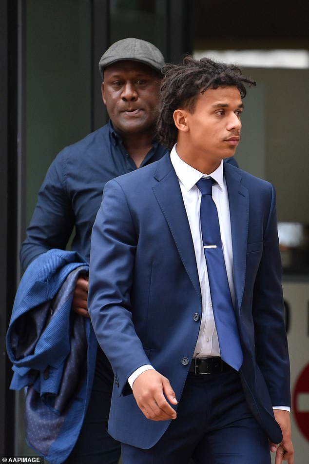 Sailor (pictured with Tristan outside court in 2020) lashed out at his son's treatment by his former club, the Dragons, during his legal drama