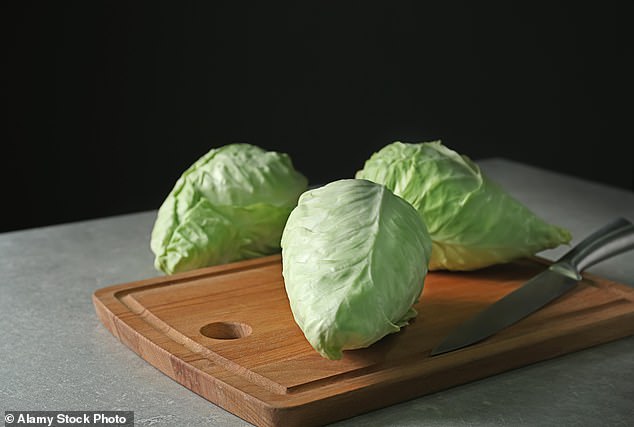 Cabbage contains fiber, half your daily amount of vitamin K, a third of your daily amount of vitamin C and ten percent of your daily amount of folic acid.