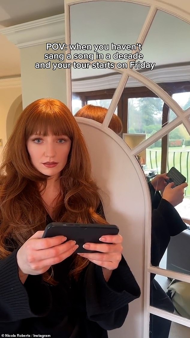 Nicola Roberts, 38, took to TikTok to share with fans a hilarious video of herself practicing the pop group's songs ahead of their performance in Dublin on Friday