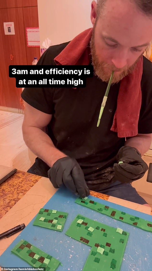 The comedian, 42, who has built a reputation for his incredible cake baking skills, shared a gallery of clips on Instagram of himself preparing the treat.