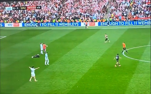 Adam Armstrong (above) was caught prematurely celebrating Southampton's Play-Off final victory