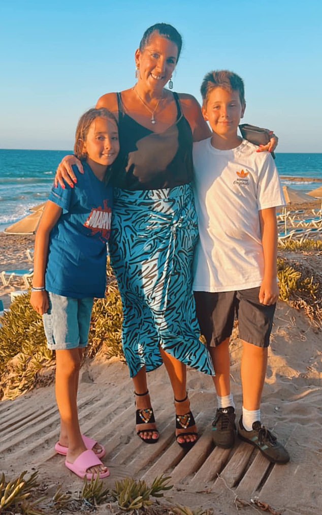 Lisa is also a mother of twins (pictured with her children on holiday)