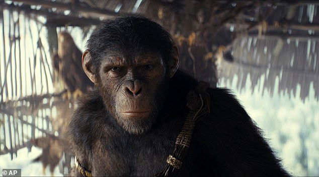 Kingdom of the Planet of the Apes dropped to second place after debuting at number one last week.  The sci-fi adventure set far into a future where apes have become the dominant species on Earth earned $26 million