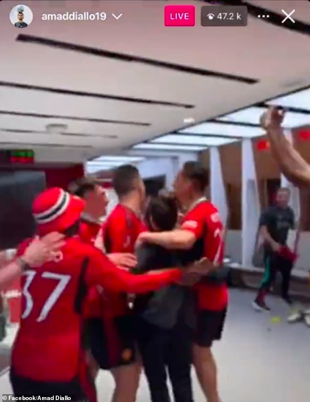 Amad Diallo's livestream captured some of the dressing room celebrations at Wembley