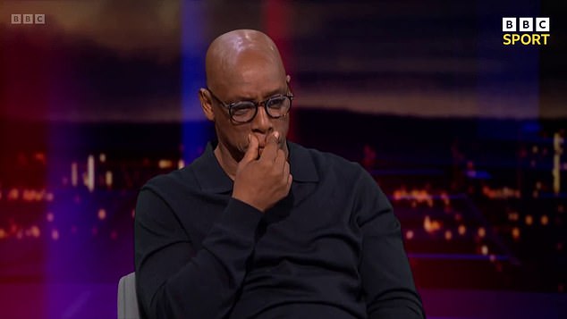 Ian Wright appeared emotional as he made his final appearance as Match of the Day pundit