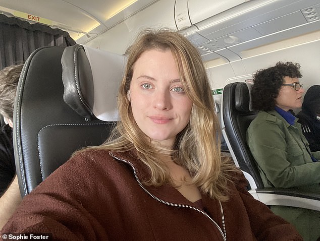 Sophie Foster (above) says she reclines her economy seat a few inches every time she flies