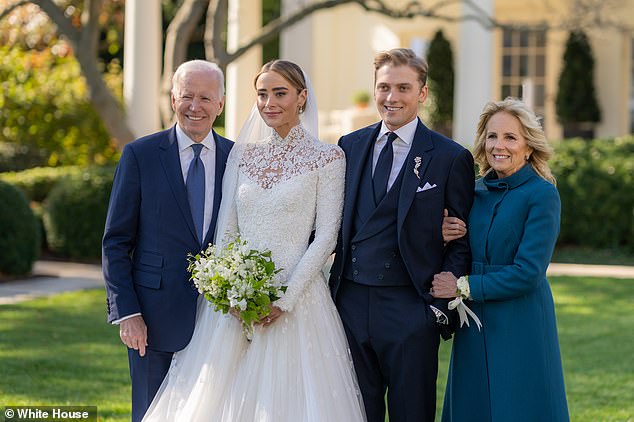 Naomi Biden and Peter Neal with President Joe Biden and first lady Jill Biden during their November 2022 wedding at the White House