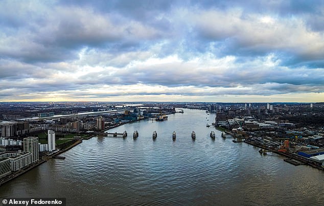 When the gates go up, they protect London from high tides and storm surges moving in from the North Sea