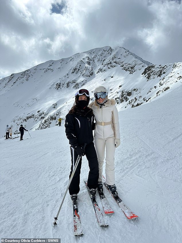 Olivia Corbiere, 23, right, suffered a brain hemorrhage, lung damage, a broken pelvis and nose, and three broken vertebrae when she fell 15 feet into a ravine in Bansko, Bulgaria, in March.