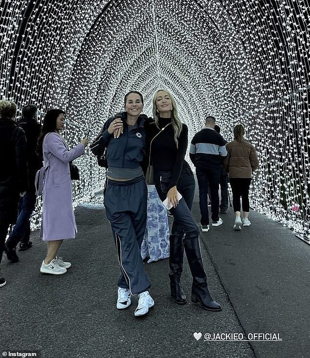 Jackie 'O' Henderson showed off her incredible figure on Tuesday as she enjoyed a night out at Vivid in Sydney with her new best friend Pip Edwards