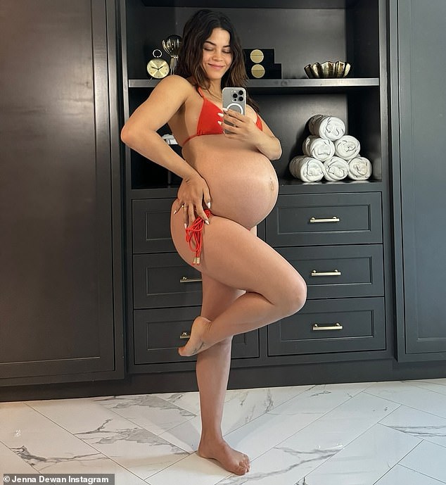 Jenna Dewan showed off her growing baby bump in a few photos shared to her Instagram account on Monday