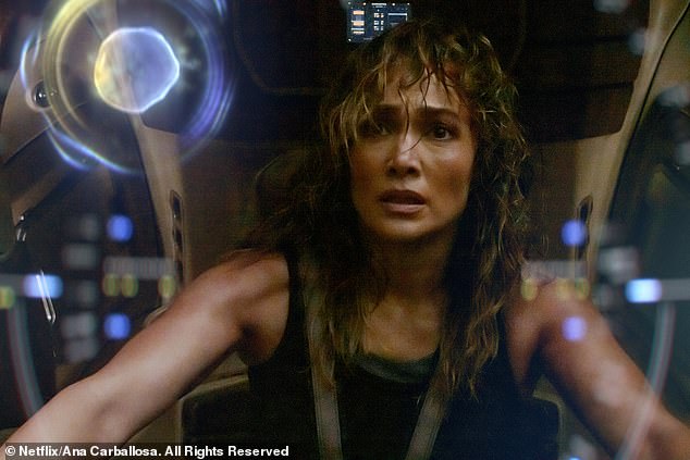 Jennifer Lopez's latest film Atlas premiered on Netflix on Friday, but hit the market amid a wave of scathing negative reviews from film critics;  still from Atlas