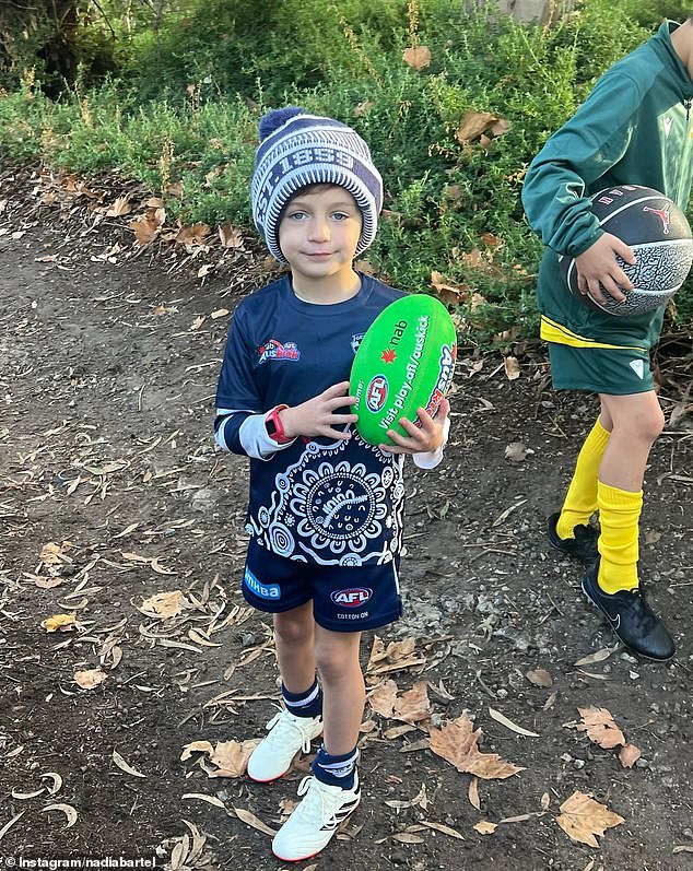 Nadia shares her two sons with former AFL player Jimmy Bartel