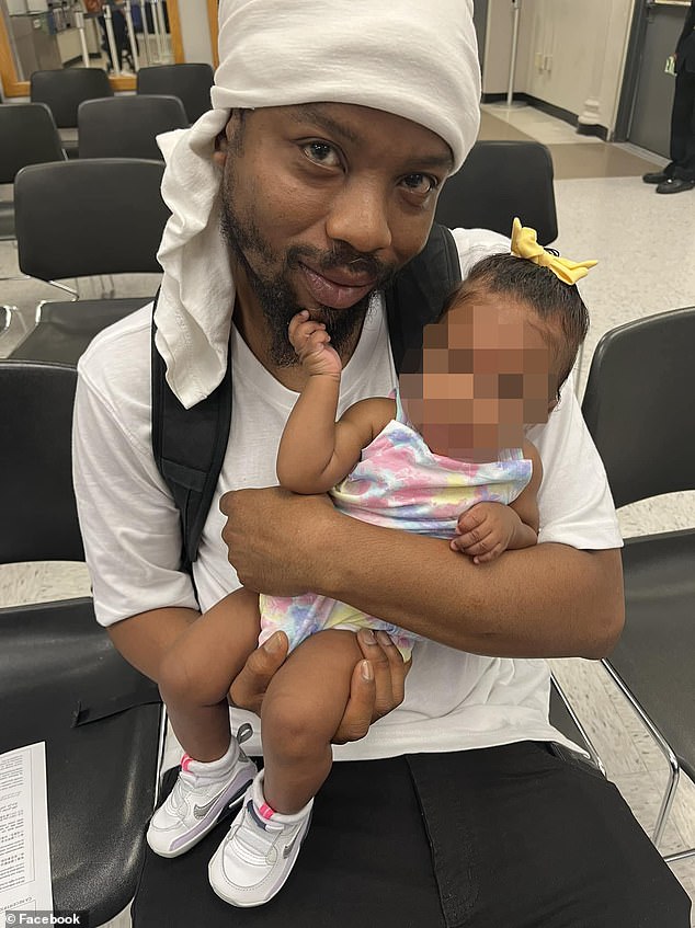 Although security footage of Parks (pictured) and the attack has gone viral on social media, officers told amNy they were not immediately notified of the situation because the victim had not reported it (photo: Parks smiling with his child posted a photo to Facebook)