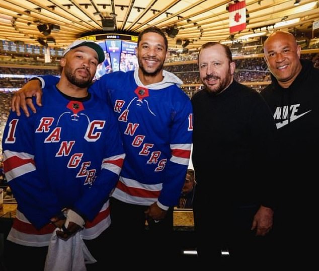 From left to right: Knicks with Jalen Brunson, Josh Hart and coaches Tom Thibodeau, Rick Brunson